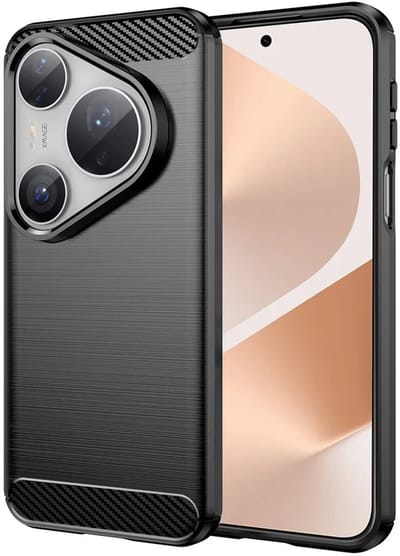 Hoesje geschikt voor Huawei Pura P80 Pro/P80 Ultra - Techsuit Carbon Silicone Back Cover - Zwart