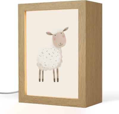 Nachtlampje 15x20 cm - Kinder lampje - Schaap - Boerderij dier - Dieren - Tafellamp kinderkamer - Slaapkamer lamp - Bedlamp kinderen - Kinderlampje stopcontact - Wandlamp babykamer - Nachtlampjes