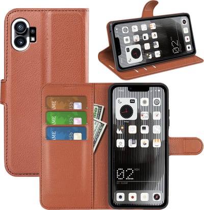 MobyDefend Hoesje - Geschikt voor Nothing Phone 1 - Kunstleren Wallet Book Case (Sluiting Voorkant) - Bruin
