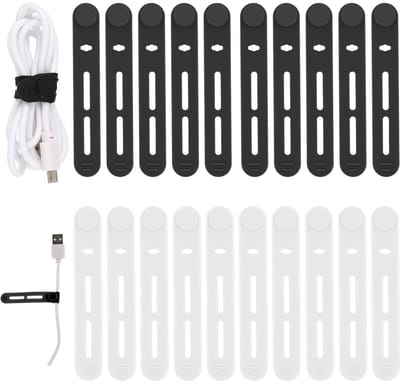 Dailygoods - SHENLIU Herbruikbare siliconen kabelbinders, veelzijdige kabelorganizer, verstelbare kabelbinders, kabelmanagement, kabelhouder, draadorganizer voor kabels, thuis, kantoor, school, keuken, 20 stuks