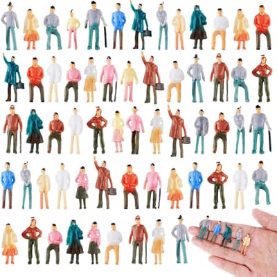 80 Miniatuur Figuren 1:75 - Plastic Minifiguren Zittend en Staand voor Diorama's, Modeltreinen en Architectuurdecoratie