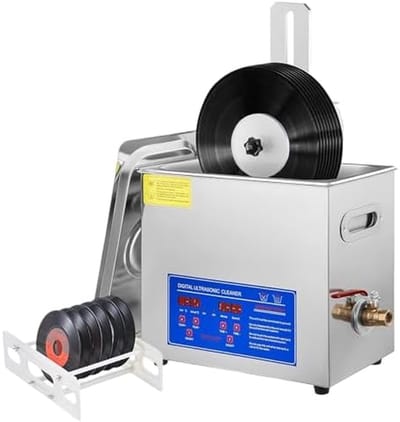Vinyl Platenreiniger - Ultrasonische Reiniger LP - Platen Restaureren - Dubbelzijdig Reinigen - 6 Liter Tank - Zilver
