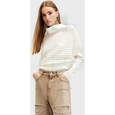 AllSaints Ridley Ladder Jumper Chalk White Maat: XS | Gebreide Truien Outlet | Dames | Ecru