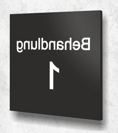 Deurbordje Behandeling - Wanddecoratie Bord - Praktische Aanduiding - UV-geprint Aluminium - 12 x 12 cm - Zwart Mat