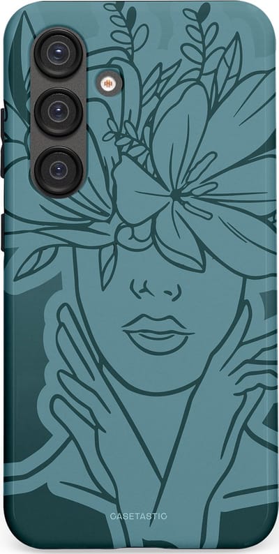 Casetastic hoesje geschikt voor Samsung Galaxy S25 - Dubbellaagse bescherming - Flora Femme - Fashion Case - Petrol Donkergrijs Grijs