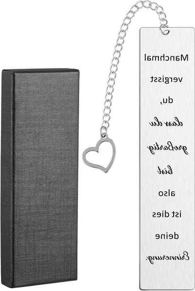 Allecto Plus - Metal boekenlegger met zwarte geschenkdoos - Inspirerende boekenlegger - Bedankje geschenk - Boekenlegger met hart hanger - Moeder cadeau - Voor boekenliefhebbers - Vrouwen - Mannen - Collega's