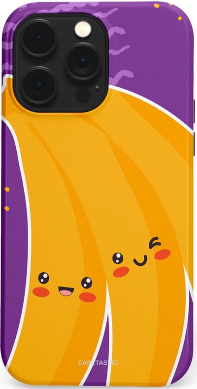 Casetastic hoesje geschikt voor Apple iPhone 14 Pro Max - MagSafe - Dubbellaagse bescherming - Blije Banaan - Fashion Case - Lavendel Geel