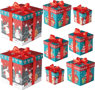 8 Kerstcadeau Dozen met Ribbons - Herbruikbare Gift Boxes in 4 Groottes voor Diverse Gelegenheden