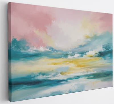 Saammp Canvas Schilderij - Landschap - Roze - Abstract - 30x20 - Foto op canvas - Wanddecoratie - Muurdecoratie Woonkamer - Slaapkamer decoratie - Canvas Print