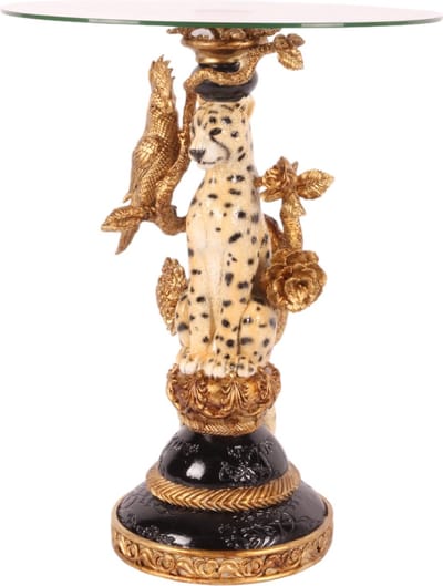 Baroque - Decoratief beeld of figuur - Bijzettafel luipaard resin 51 cm - 51.5x40x40 - Polyresin