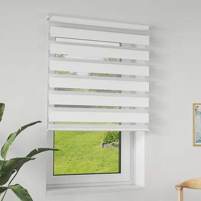 Dubbel rolgordijn Klemmfix klemrolgordijn raamgordijn zijtrekrolgordijn UV-bescherming privacybescherming - Wit - B70 x H120 cm