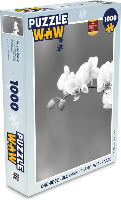 Puzzel Orchidee - Bloemen - Plant - Wit - Paars - Legpuzzel - Puzzel 1000 stukjes volwassenen