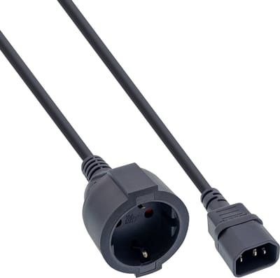 C14 - CEE 7/3 stroomkabel voor UPS/PDU - 3x 0,75mm / zwart - 2 meter