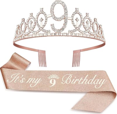 Joya Party® Verjaardagsset | Kroontje en Sjerp | Verjaardag | Verjaardagsfeest | Versiering Kinderfeestje | Leeftijd 9 jaar