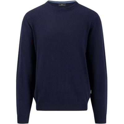 Fynch-Hatton Trui O-Neck Cashmere Uni Color Navy / male