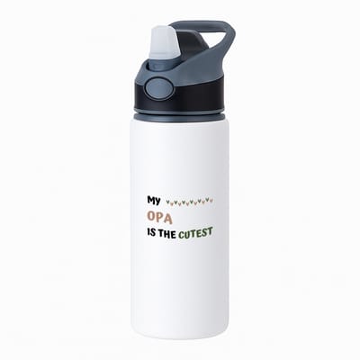 Hacebo® - my opa is the cutest waterfles met rietje zwart - Opa - schattige opa - verjaardagscadeau - verjaardag - cadeau - cadeautje voor opa - opa artikelen - kado - geschenk - gift - water fles - 650ML