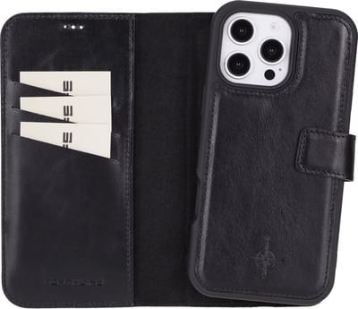 NorthLife Geschikt voor iPhone 16 Pro Max - Leren Afneembare 2-in-1 bookcase telefoonhoes - Zwart
