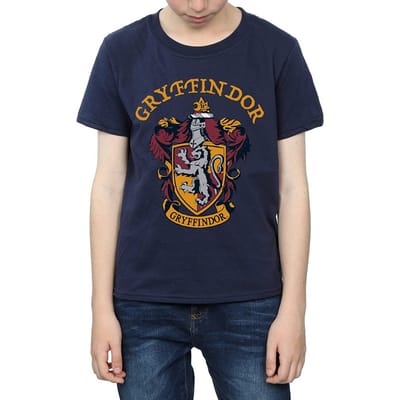 Harry Potter Jongens Gryffindor Katoenen T-Shirt (Marineblauw)
