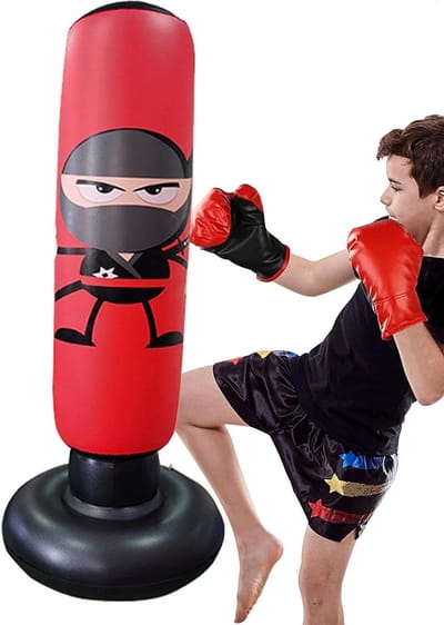Opblaasbare Bokszak - Stootzak Speelgoed - Actief Spelen - Stabiele Zware Bodem - 165 cm Hoog - Rood