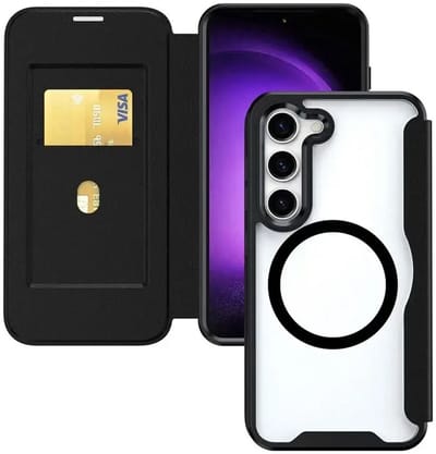 Portemonnee Hoesje Geschikt voor Samsung Galaxy S25 | Compatibel met MagSafe / Qi2 | Wallet Book Case met Magneet | Beschermhoes met Pasjeshouder | Zwart