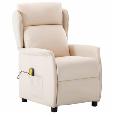 vidaXL - Massagestoel - met - kussen - Crème - 67.5 - x - 93.5 - x - 101.5 - cm - Stof