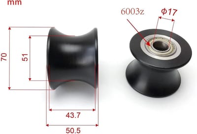 Elliptische Katrol Roller - Vervangingswiel Fitnessfiets - Stil Trainen - Soepel Pedaal - 70x51x17mm - Zwart