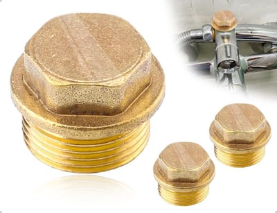 Set van 2 Messing Stoppen voor 3/4 Inch Draadverbindingen, Blinde Eindkap met Rubber Ring voor Waterleidingen, Ideaal voor Badkamerinstallaties en Waterafvoersystemen