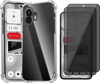 Hoesje geschikt voor Nothing Phone 2 - 2x Privacy Screenprotector Volledig Dekkend Glas - Shockproof Transparant