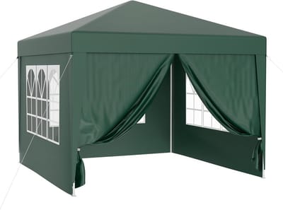 tent3 x 3 m - verwijderbare zijpanelen - Tuin Biertent Partytent - opvouwbaar en voorzien van ramen - Polypropyleen ook wel Tuindoek Parasol - Groen