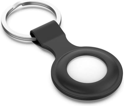 Hoesje geschikt voor AirTag - AirTag sleutelhanger - Siliconen case - Airtag protector - Hanger - Zwart - Spullen kwijtraken - Jonyx