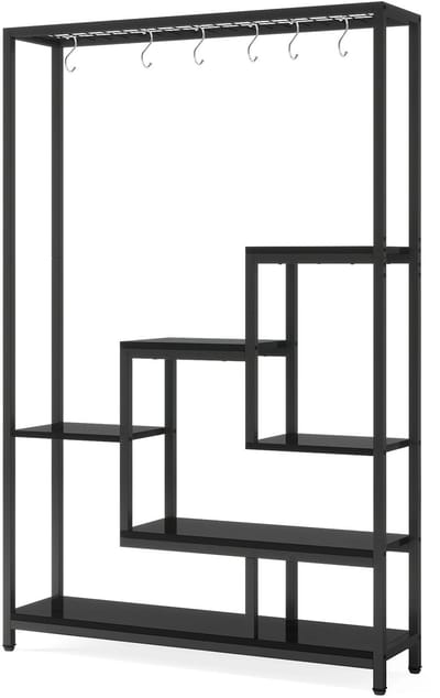 Velmio plantenrek - Plantenstandaard - Plantenhouder - 5-laags - Voor binnen - 30x100x180cm - Incl 10 Ophanghaken - Zwart
