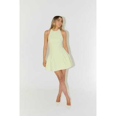 Odd Muse Dropped Hem Mini Dress Lime Cream Maat: XL | Mini Jurken Outlet | Dames | Groen