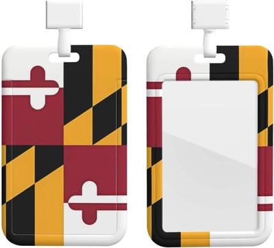 ID-kaarthouder met schuif - Badgehouder - Werkkaart Bescherming - Transparant scanbaar venster - 10.16 x 6.35 cm - Vlag van Maryland