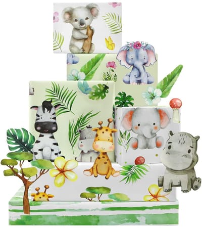 Dailygoods- Inpakpapier 6 Vellen - Tropische Jungle Dieren - Aquarel Ontwerpen - Geschenkpapier Verjaardag - Babyshower - 50x70cm