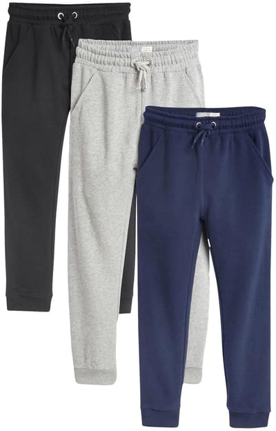 Next - Meisjes - Set van 3 joggingbroeken van zacht jersey met standaard pasvorm - Zwart