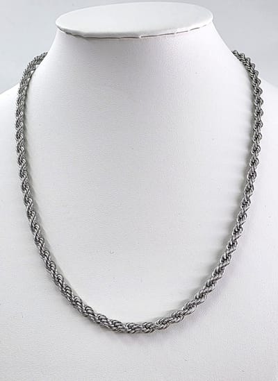 Halsketting - Collier - Stalen - gevlochten - Gedraaide - zilverkleur - L 45 cm - Br 4mm - De perfecte ketting om te layeren met andere (hanger)kettingen, als basis voor jouw look!