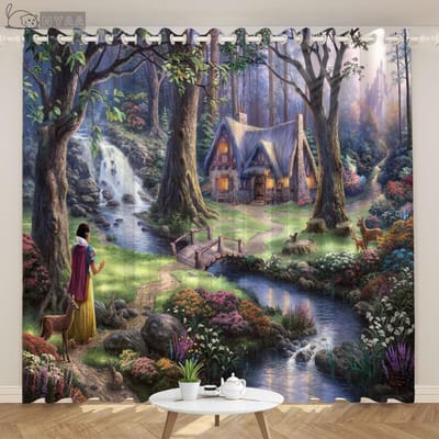 Prinsessenkasteel Raambekleding voor Kinderen Meisjes Slaapkamer Raambekleding Keuken Raambekleding Studeerkamer Raambekleding Woonkamer Raambekleding 2x68W165H(CM)&Rod Pocket