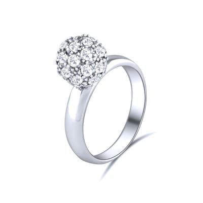 Quiges - 925 Zilveren Ring Klassiek Flora Bol Solitair met Zirkonia Kristal - QSR08317