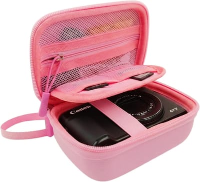 cameratas voor Canon PowerShot SX740 HS, Canon G7X Mark III Mark II, Kodak digitale camera fotocamera tas voor draagbare digitale camera fotocamera draagtas digitale cameratas, roze, draagtas