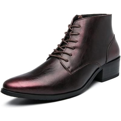Lente Herfst Elegante Zakelijke Herenlaarzen Leer Heren Vetersluiting Effen Dress Formele Laarzen Model Modeshow Zwart Rood Herenschoenen 39 black