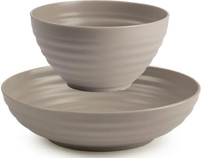Plasticforte Kommetjes/schaaltjes - 16x in 2 formaten - dessert/ontbijt/soep - kunststof - Taupe