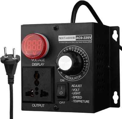 Ynkkvre - Spanningsregelaar - Dimbare Spanningsregelaar - Vermogensregelaar - Variabele spanningsregelaar - Temperatuur Controller - 4000W Vermogen - 0-220V Bereik - Metaal Behuizing
