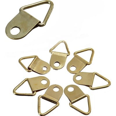 50 stuks / Pak Gouden Messing Driehoek Po Fotolijst Wandmontage Haak Hanger Ring 50pcs