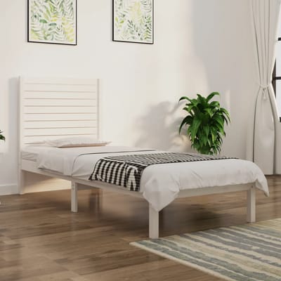vidaXL - Bedframe - massief - hout - wit - 90x190 - cm