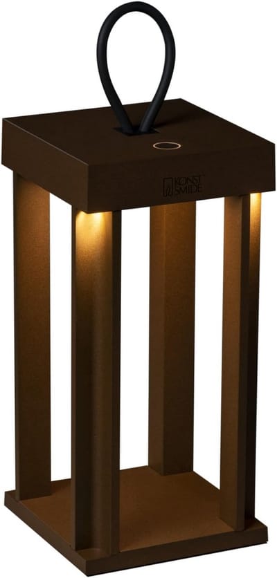 LED Lantaarn - Sfeerverlichting Buiten - Terras Verlichten - Roestkleur Aluminium - 42 cm Hoog - Roestbruin