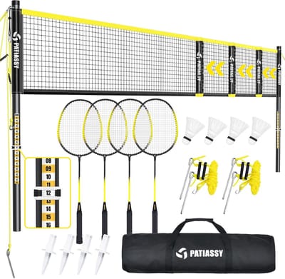 Badmintonnet - Sportnet - Buiten Spelen - Duurzaam Nylon - Standaard Afmeting - Geel
