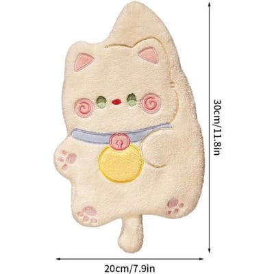 Cartoon knuffelkat kan handdoek hangen, absorberende handdoek, vaatdoek, schattige kleine handdoek, sterk absorberend, schattig wit