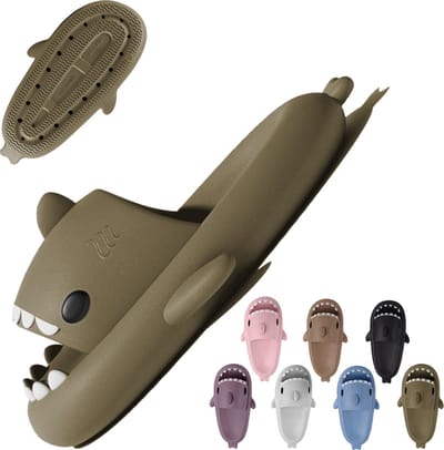 Geweo Shark Slides - Haai Slippers - Badslippers - Pantoffels Heren Dames - Douchepantoffels - Haaienpantoffels - Zomer Antislip Platform Kussen Glijbanen Slippers - Groen - Maat 3940