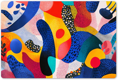 Placemats 45x30 cm - Placemat kunststof - 1 stuk - Vormen - Abstract - Stippels - Blauw - Borden onderleggers - Decoratie voor op tafel - Keuken tafeldecoratie accessoires - Vinyl onderlegger - Tafelversiering