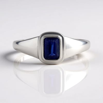 Cavill - Zilveren Ring - 925 Sterling Zilver Gerhodineerd - Nepalese Kyaniet 0,626 ct - Achthoekige Edelsteen - Stijlvolle Damesring Blauw
